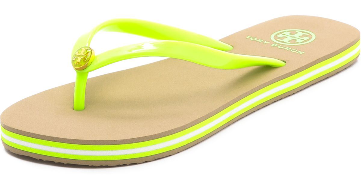 neon yellow flip flops