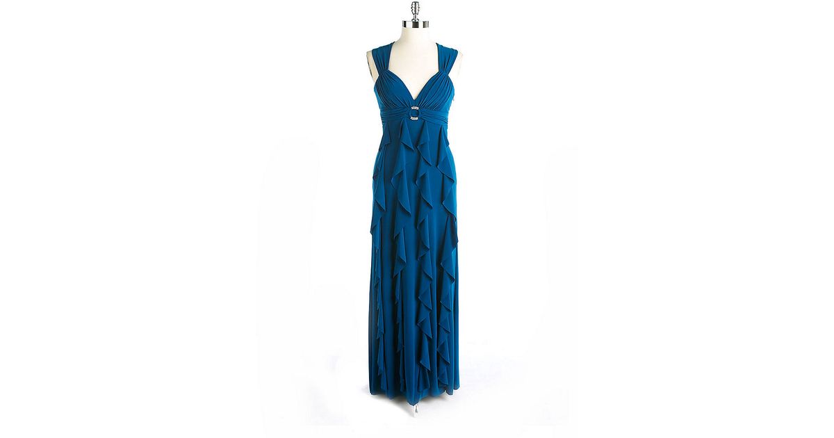 betsy and adam ruffle back gown