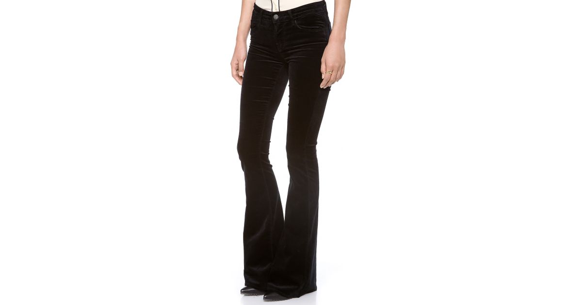 J Brand Martini Velvet Skinny Flare Pants in Black Lyst