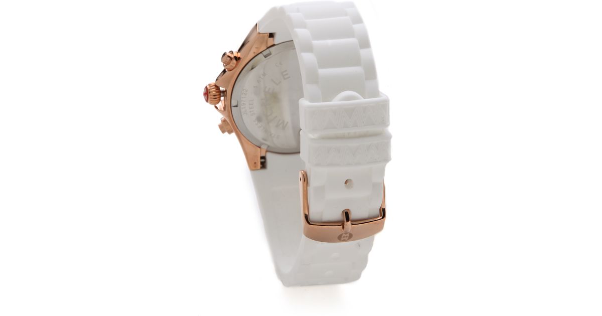 michele tahitian jelly bean watch white rose gold