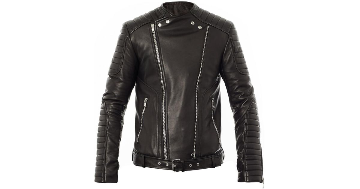Balmain Quilted Leather Biker Jacket In Black For Men Lyst