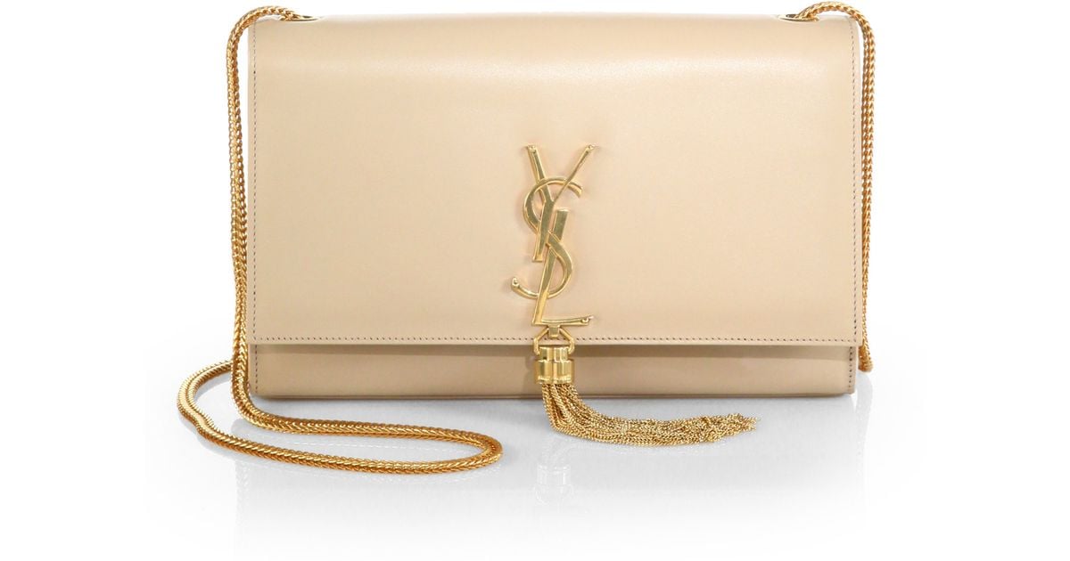 Saint Laurent Cassandre Tassel Shoulder Bag in Cream (White) | Lyst