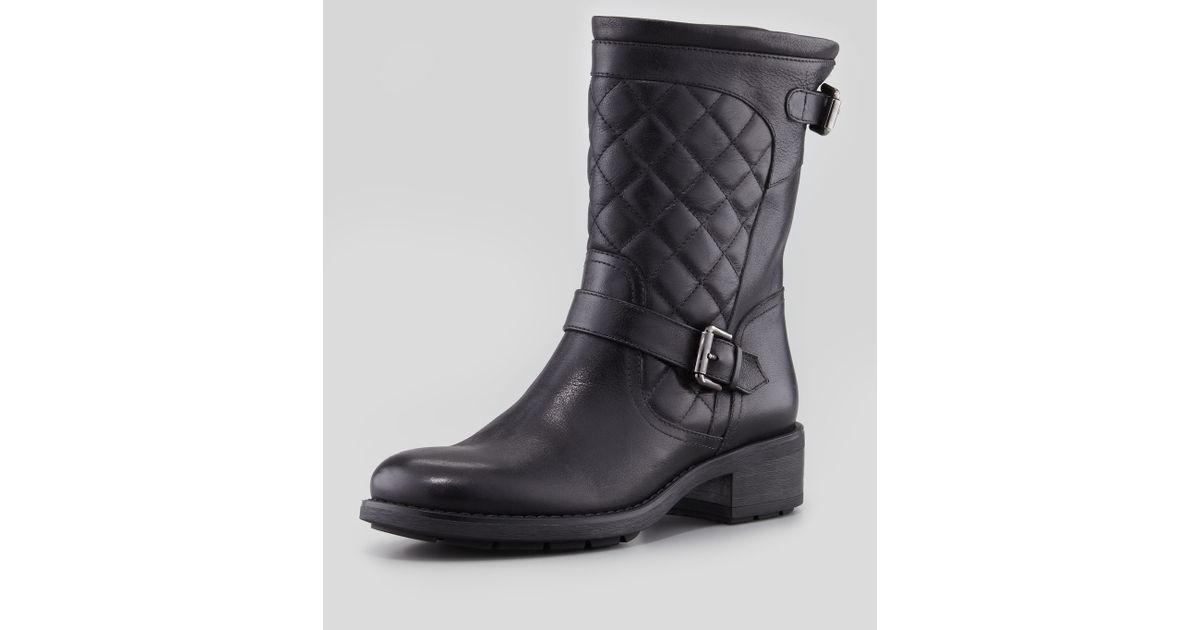 Short Quilted Moto Boot Black 