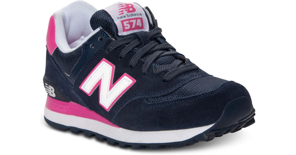 navy and pink new balance trainers