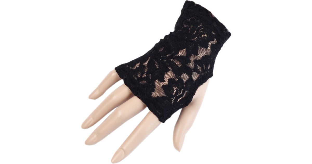 black lace fingerless gloves
