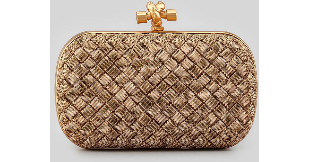 bottega knot clutch gold