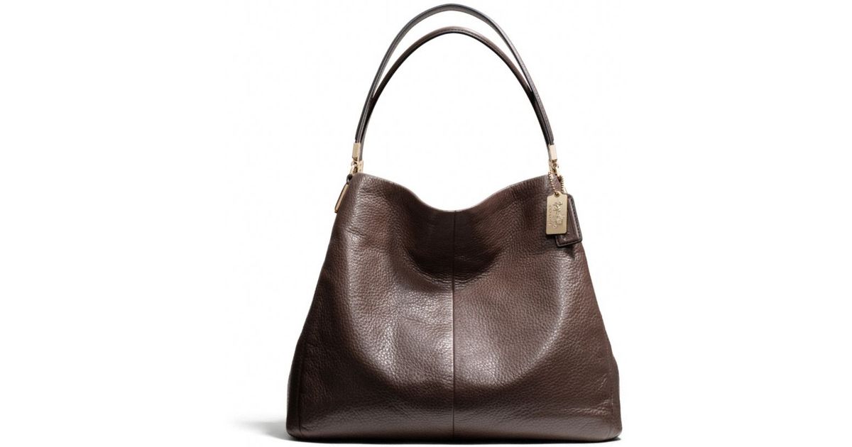 COACH Madison Small Phoebe Shoulder Bag in Leather in Brown | Lyst