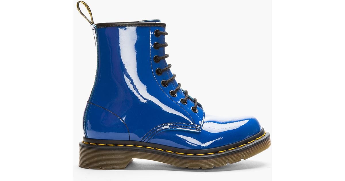 Dr. Martens Royal Blue Patent Leather W 8-eye Boots | Lyst