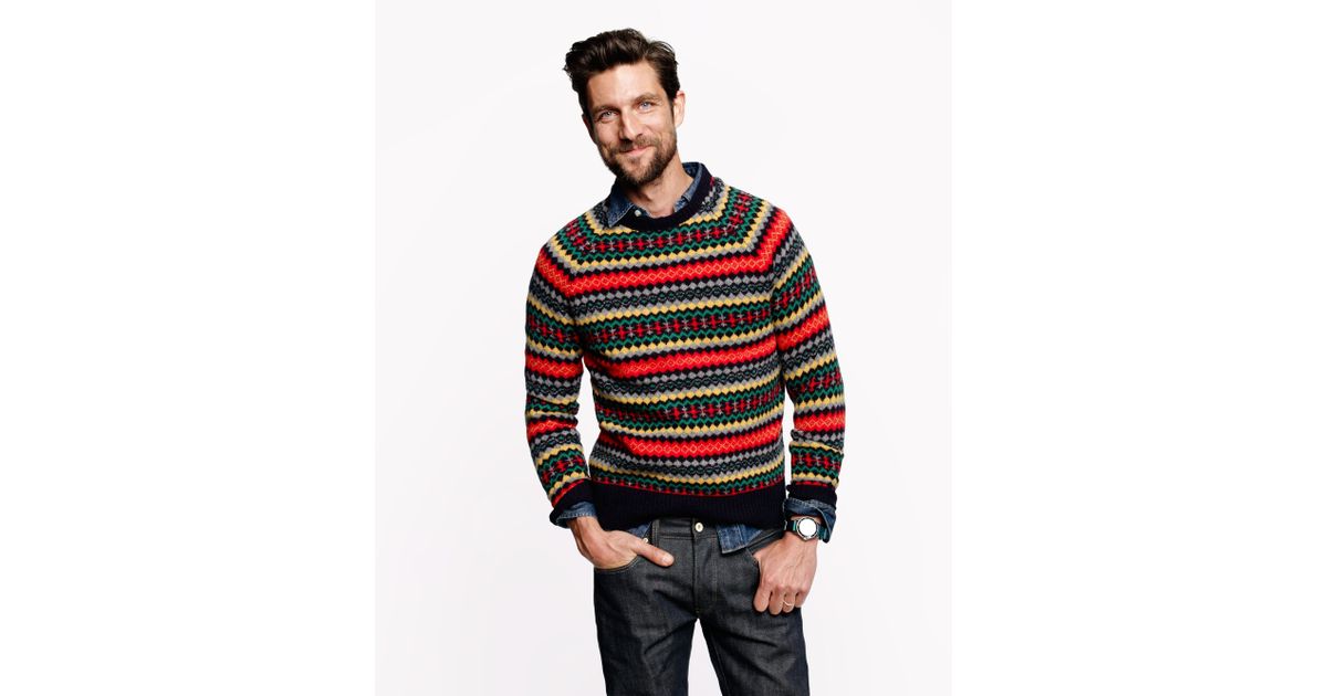 J.Crew Tingwall Fair Isle Sweater in Deep Navy (Red) for Men - Lyst
