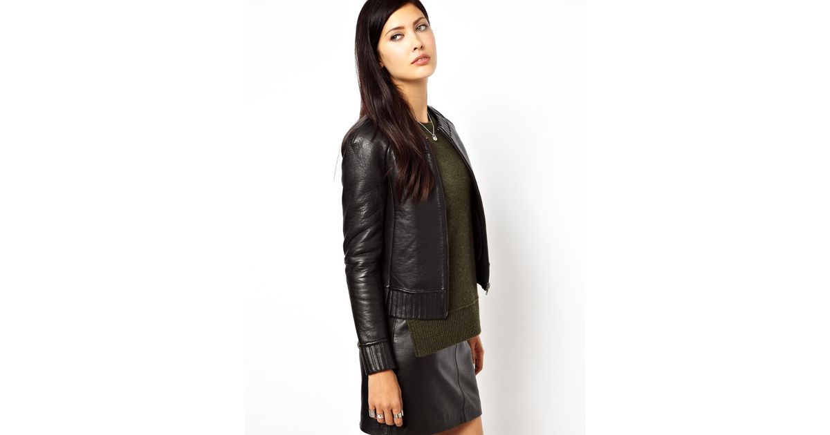 Muubaa Rabi Lambs Leather Jacket With Bonded Knit Lining In Black Muubaa Rabi Lambs Leather Jacket With Bonded Knit Lining In Black Lyst