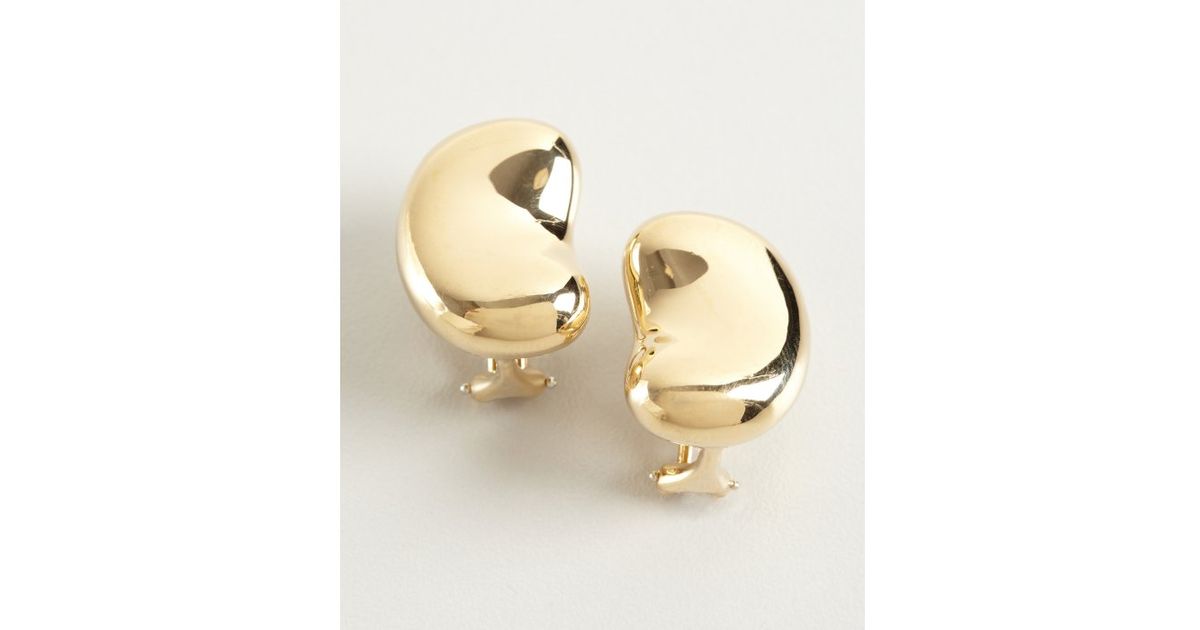 Lyst Tiffany Co Elsa Peretti Gold Bean Clip On Earrings In Metallic