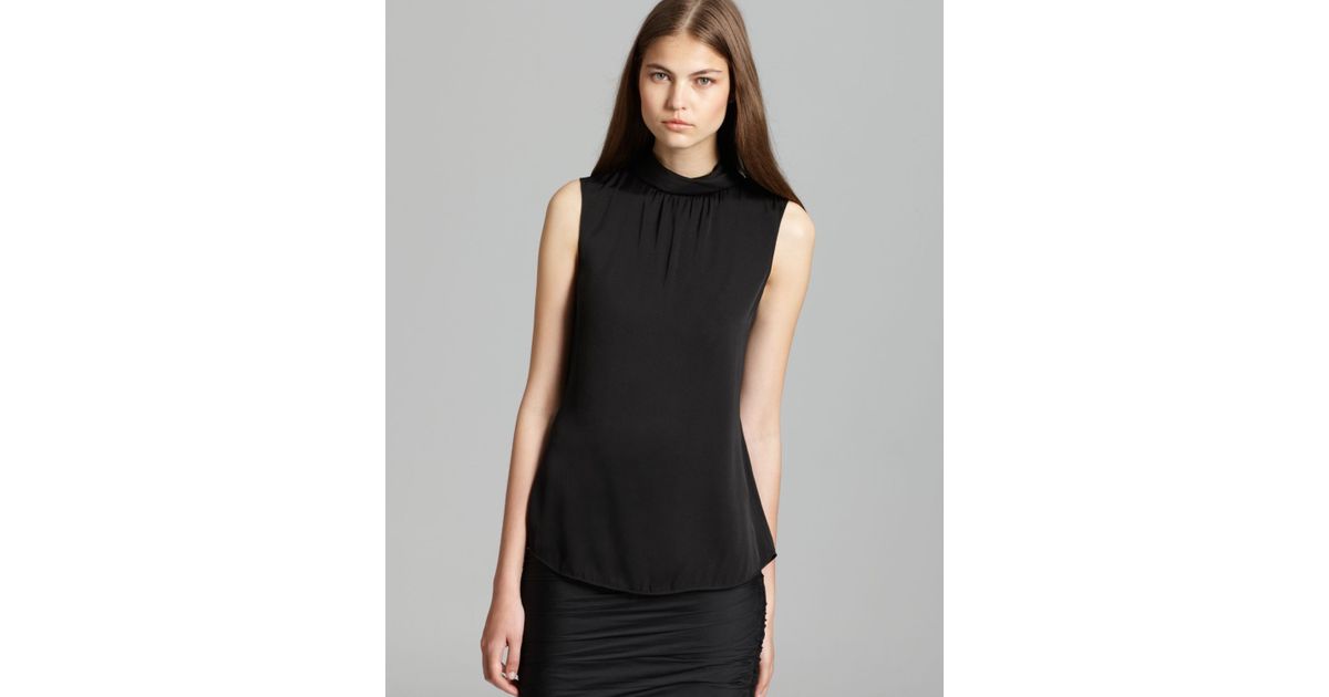Armani Blouse Turtleneck Silk in Black - Lyst