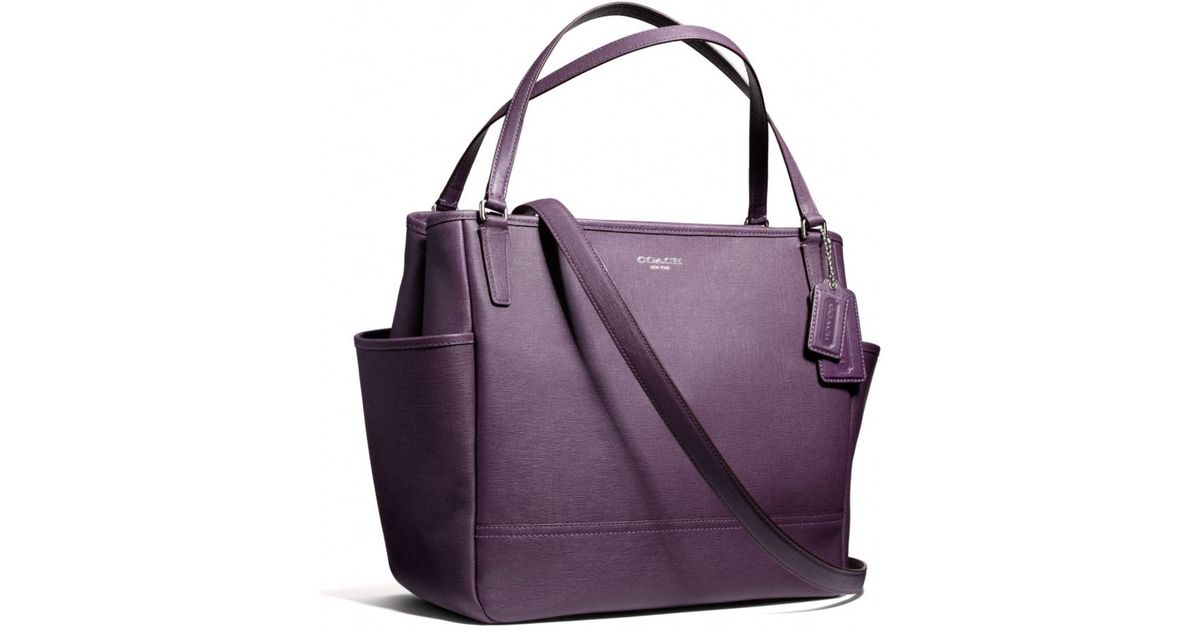 Coach Purple Baby Bag Tote In Saffiano Leather
