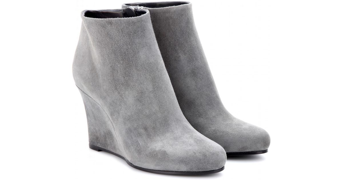 gray wedge booties