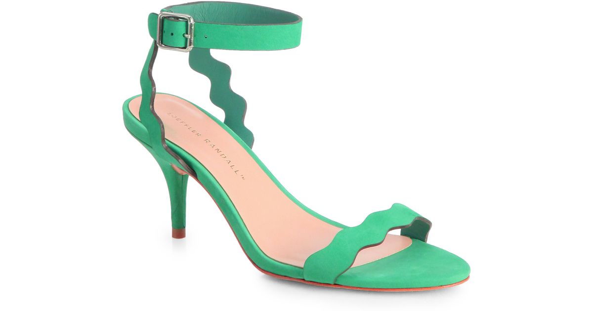 green kitten heel sandals