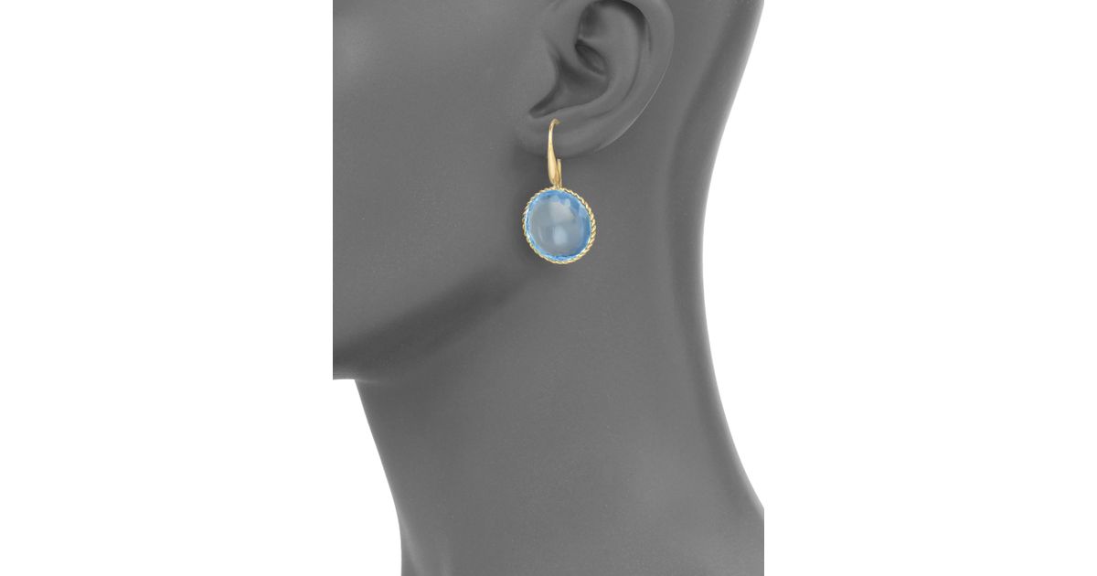 Roberto Coin Blue Topaz 18k Gold Drop Earrings - Lyst