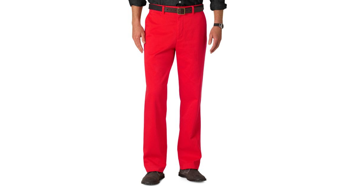 red khaki pants
