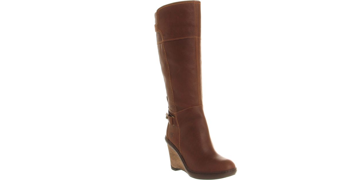 timberland knee high wedge boots