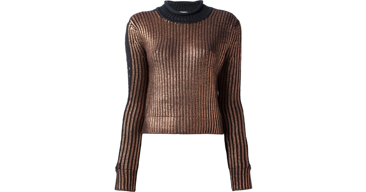 Lyst - 3.1 Phillip Lim Ribbed Knit Sweater in Metallic