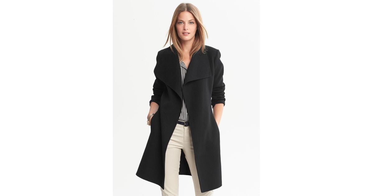 Banana Republic Draped Wool Coat In Black Lyst