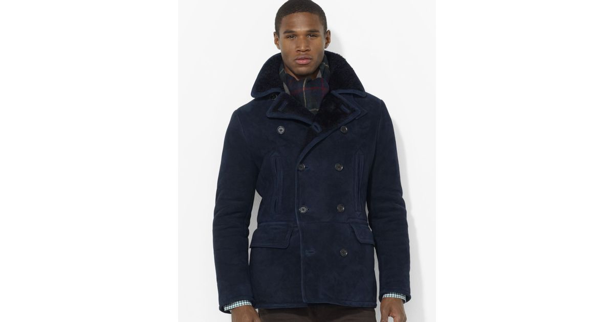 Shearling Lauren Ralph Coat In Pea For Lyst Blue Polo Men T1FKulc5J3