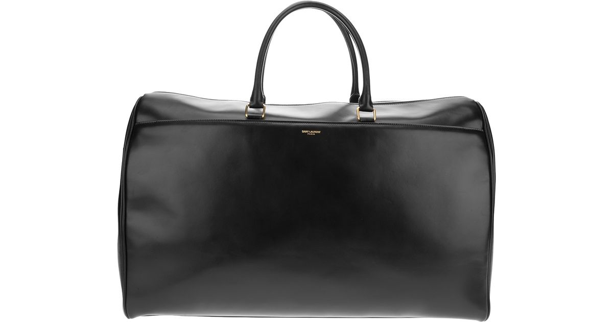 SAINT LAURENT / Classic Duffle Briefcase/ボストンバッグ/レザー/BLK/擦れ・底鋲欠損 SAINT LAURENT◇Classic Duffle Briefcase/ボストンバッグ/レザー/BLK