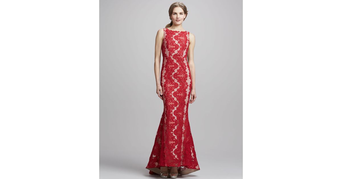 alice and olivia red gown