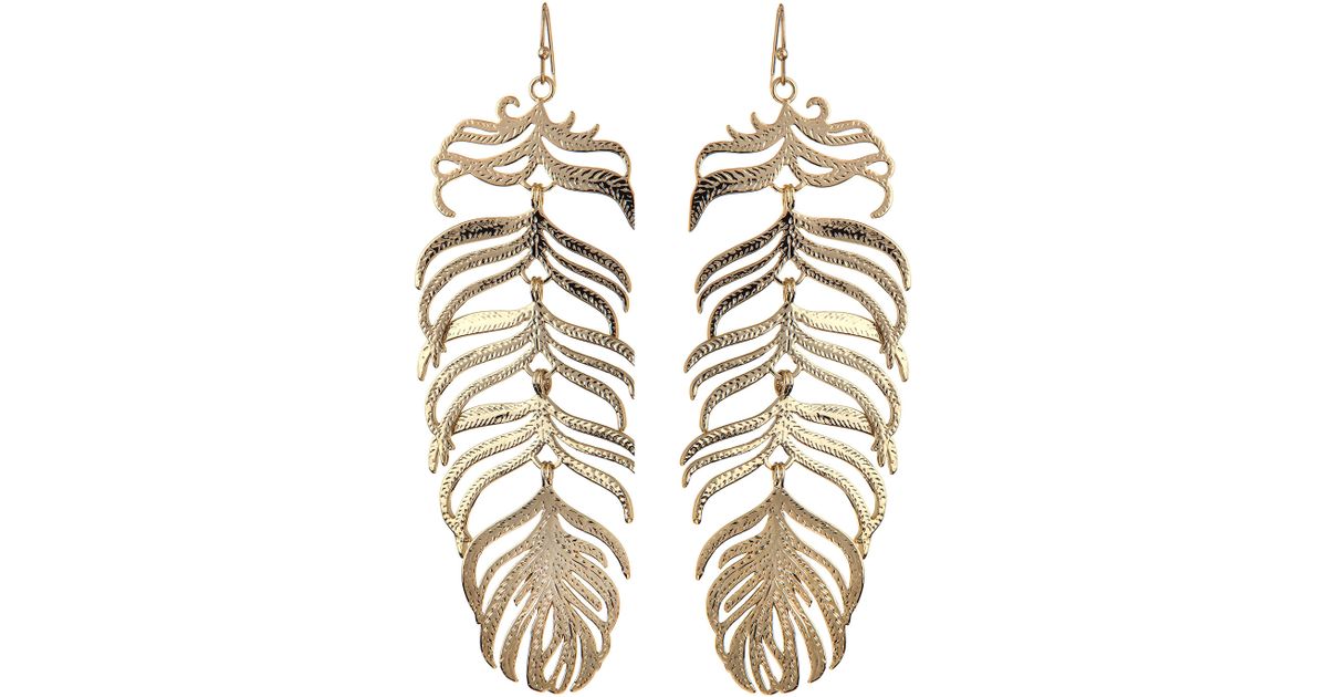 Lyst Kendra Scott Farrah Feather Earrings In Metallic