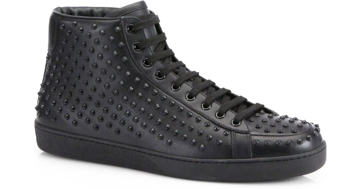 Gucci Brooklyn Studded Hightop Sneakers in Black for Men - Lyst