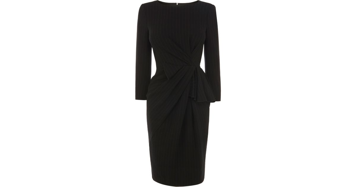 Karen millen Tailored Pinstripe Dress in Black (Black/Multi) | Lyst