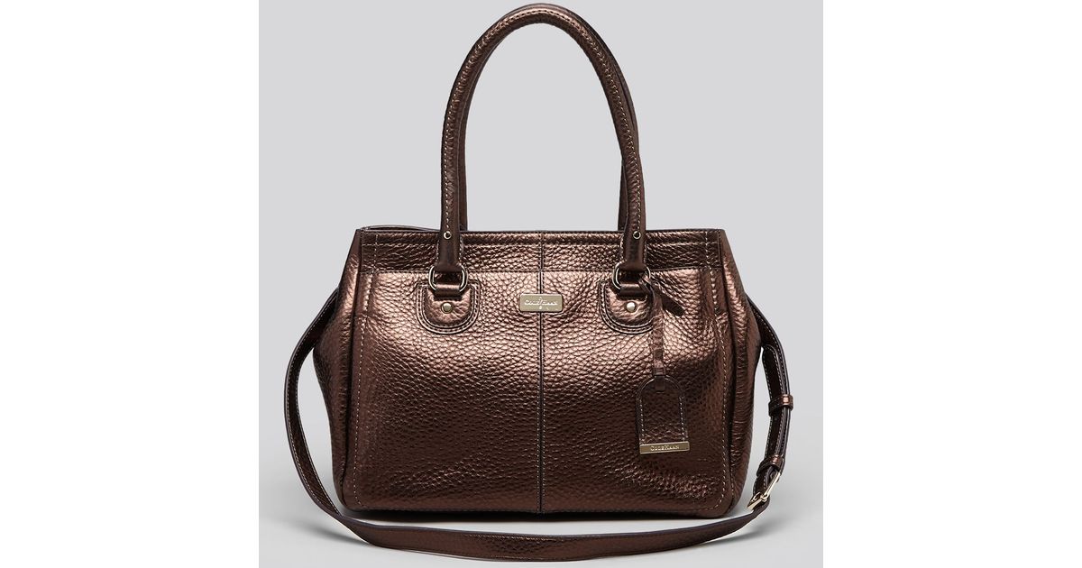 Lyst Cole Haan Satchel Village Metallic East West Snap In Brown
