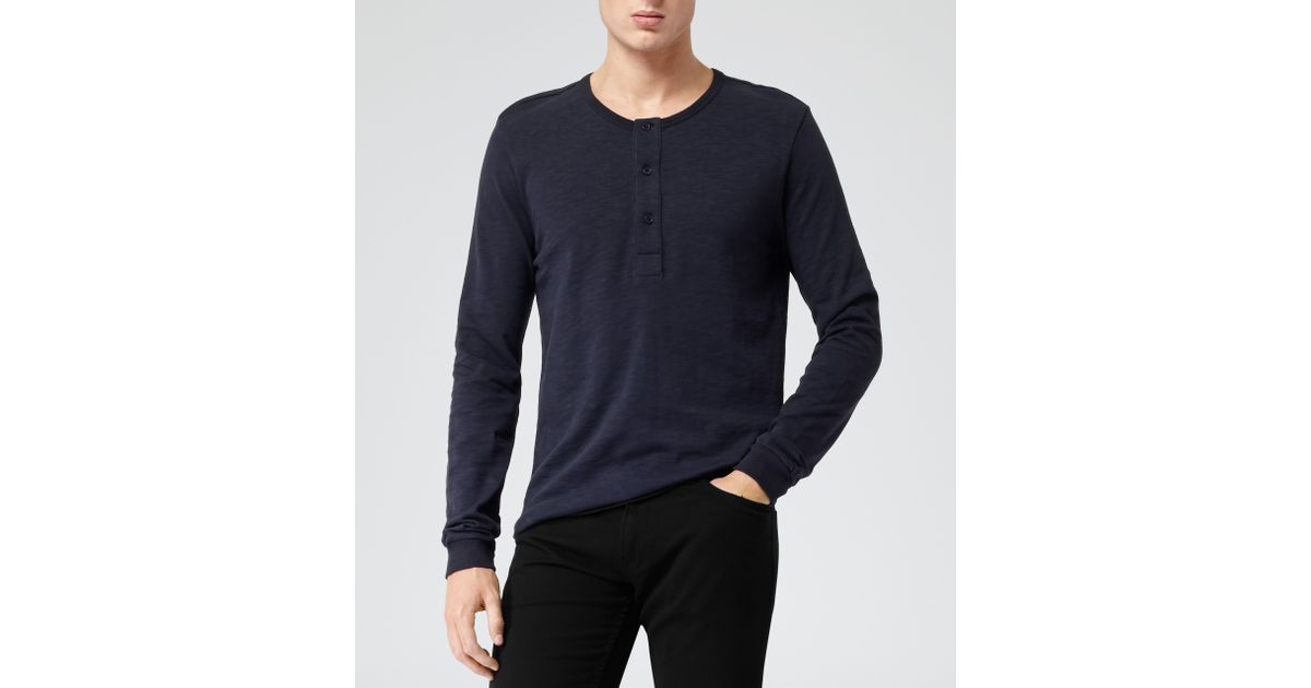 Reiss Lex Long Sleeve Henley Shirt in Navy (Blue) for Men | Lyst