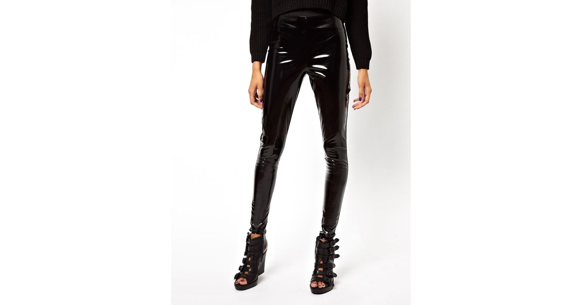 high waisted pvc trousers