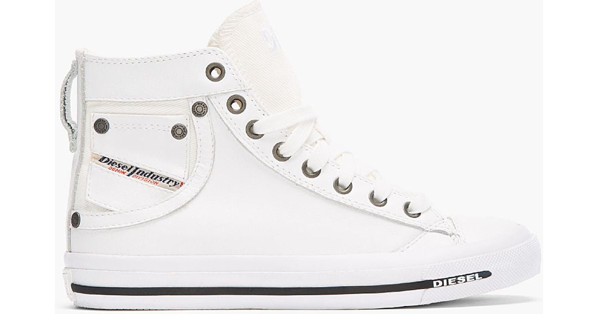 Diesel white leather sneakers Clearance