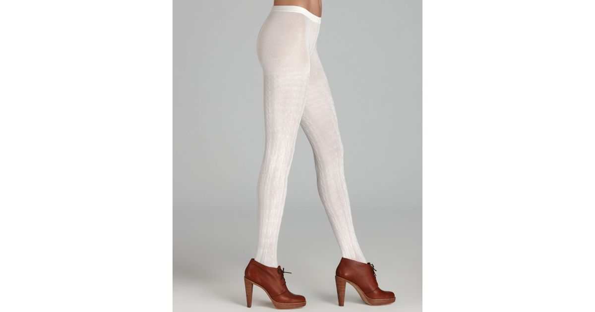 Hue Cable Sweater Tights in Ivory 