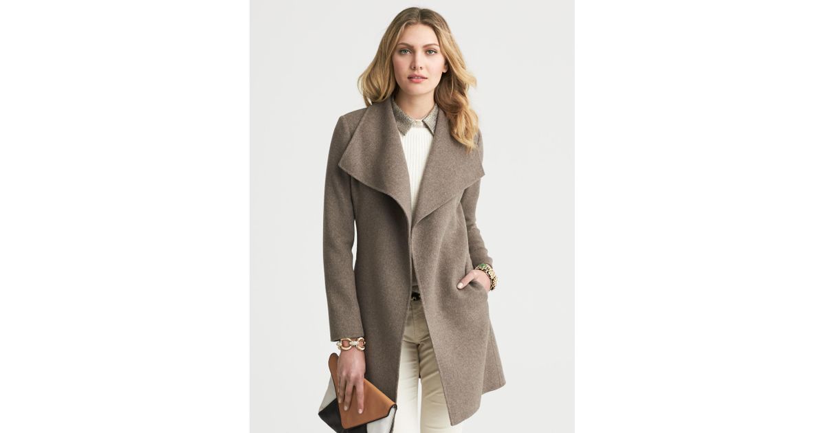 Banana Republic Draped Wool Coat In Taupe Melange Gray Lyst