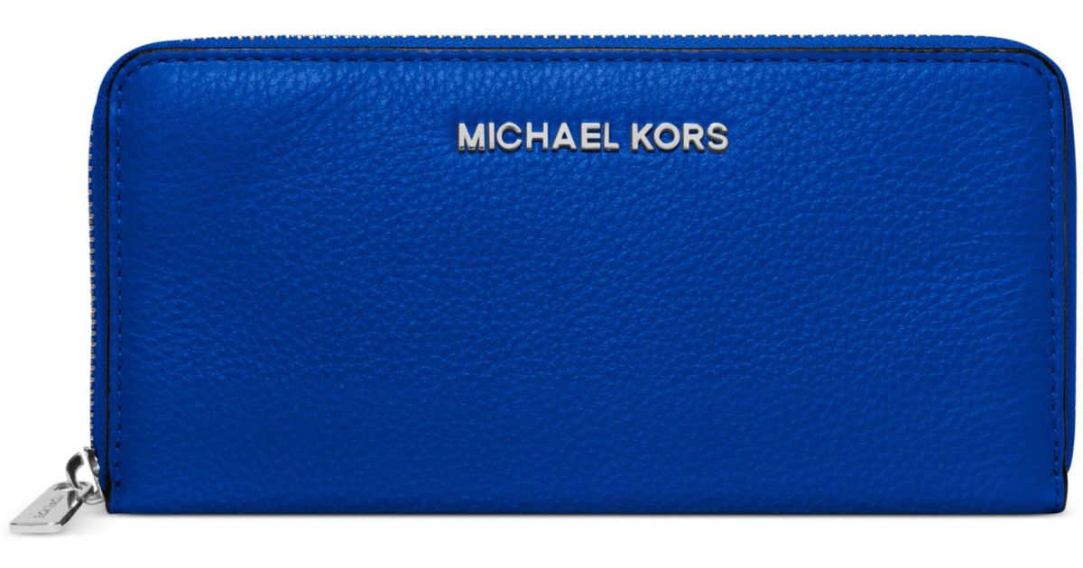 Michael Kors Bedford Zip Around Continental Wallet in Blue | Lyst