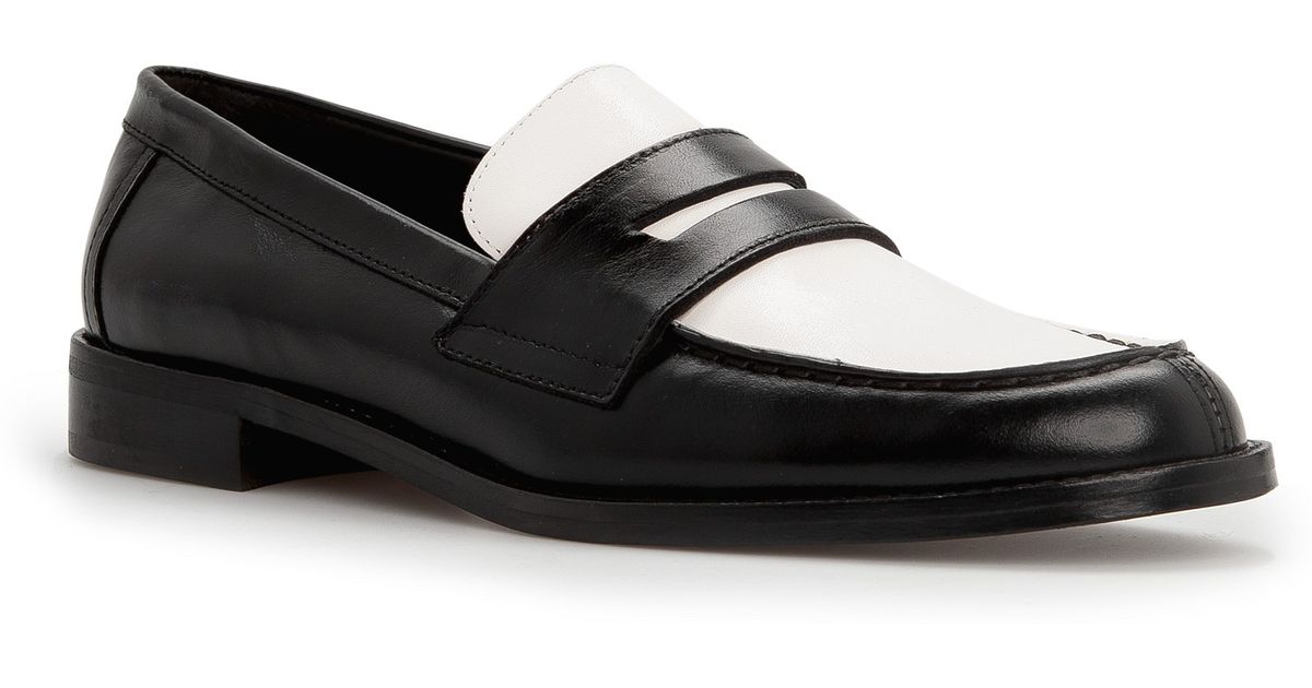 Mango Leather Penny Loafers in White (Black) - Lyst