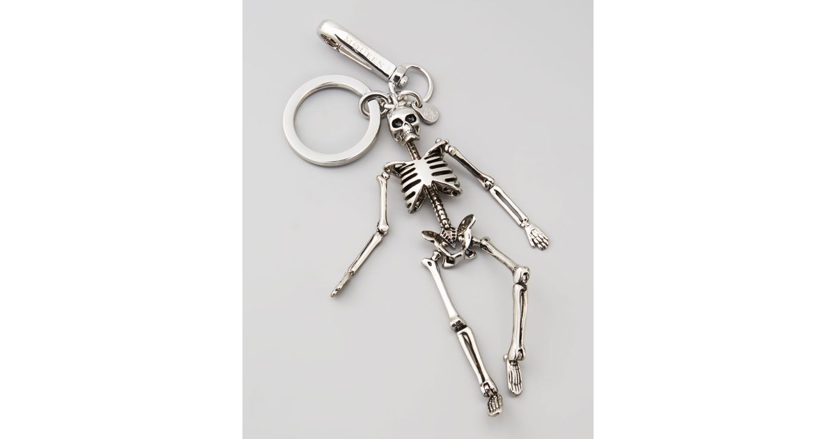 Alexander McQueen Silvertone Skeleton Key Chain in Metallic Lyst