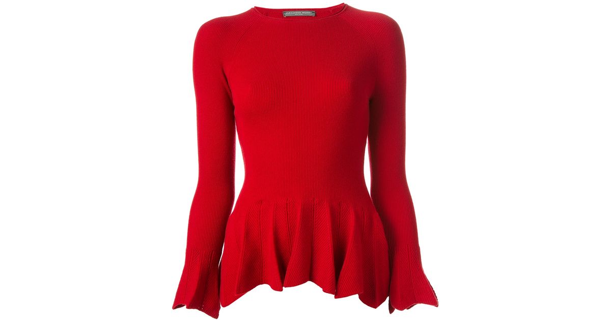red peplum sweater