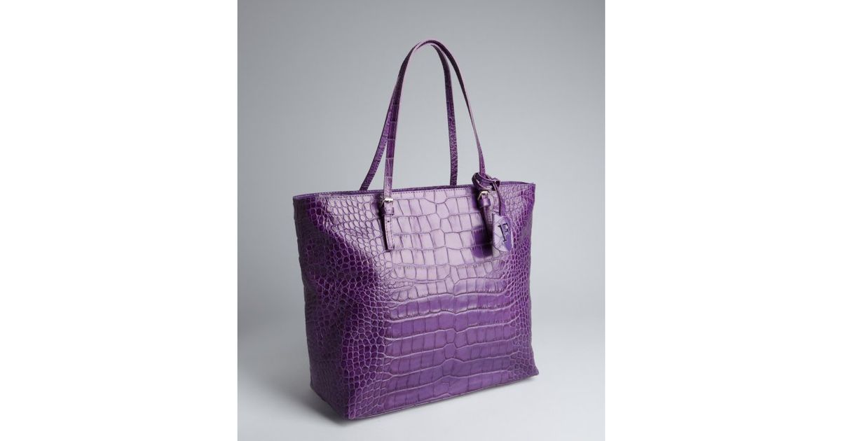 Furla Purple Croc Embossed Leather New Per Tote In Lyst