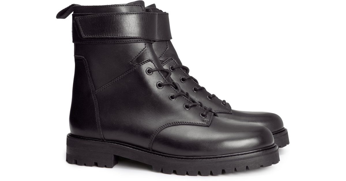 h&m black leather boots