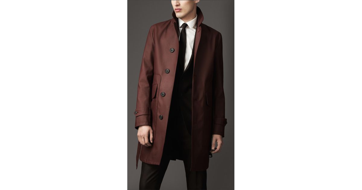 Burberry Coated Cotton Coat in Deep Burgundy (Red) for Men - Lyst