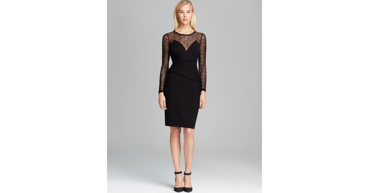 French Connection Dress Vienna Lace Jersey in Black/Black Lace (Black) -  Lyst