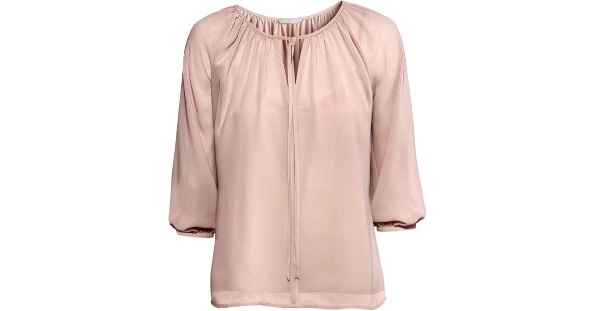 H&M Chiffon Blouse in Pink | Lyst