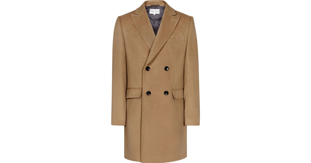 Reiss Kanye Double Breasted Coat Lapel in Camel (Brown) for Men - Lyst