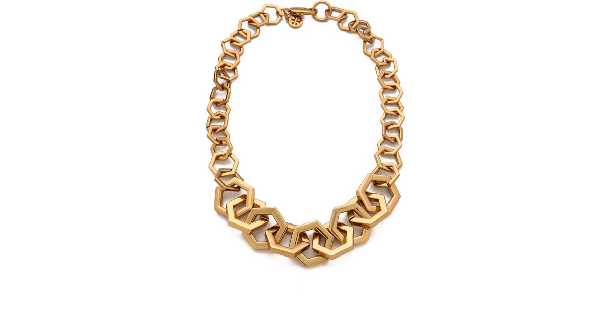 Tory Burch Hexagon Link Necklace in Metallic Lyst