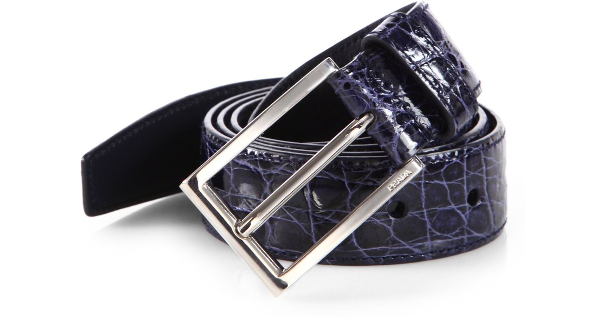 Prada Crocodile Belt in Black for Men (OCEAN BLUE) | Lyst  