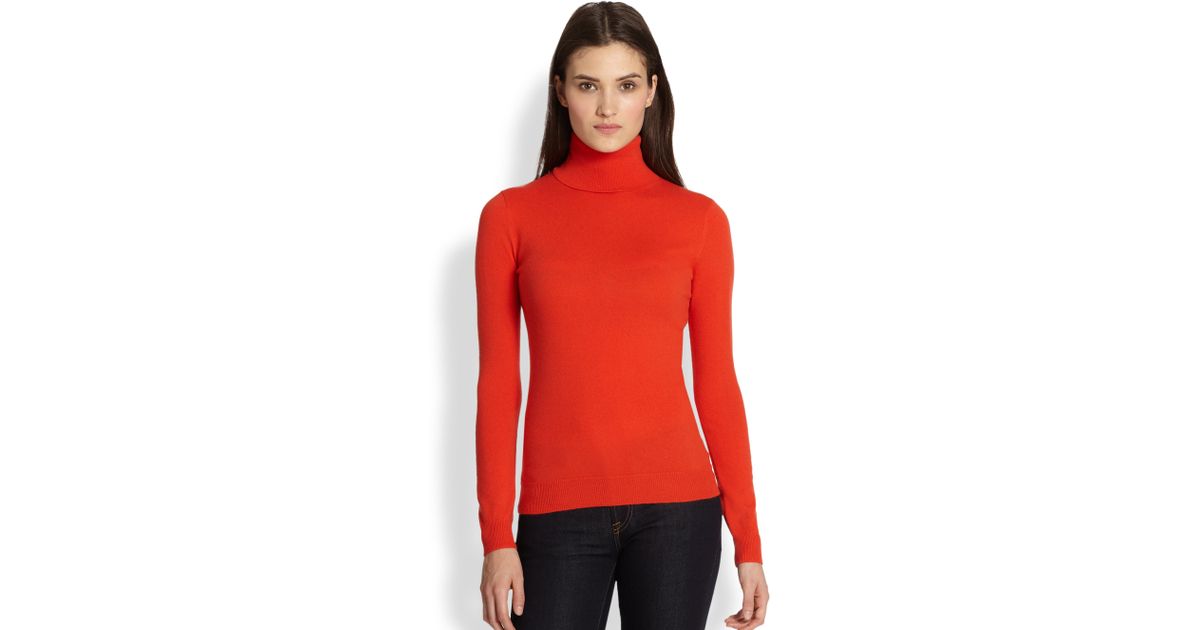 Ralph Lauren Black Label Cashmere Turtleneck Sweater in Red | Lyst