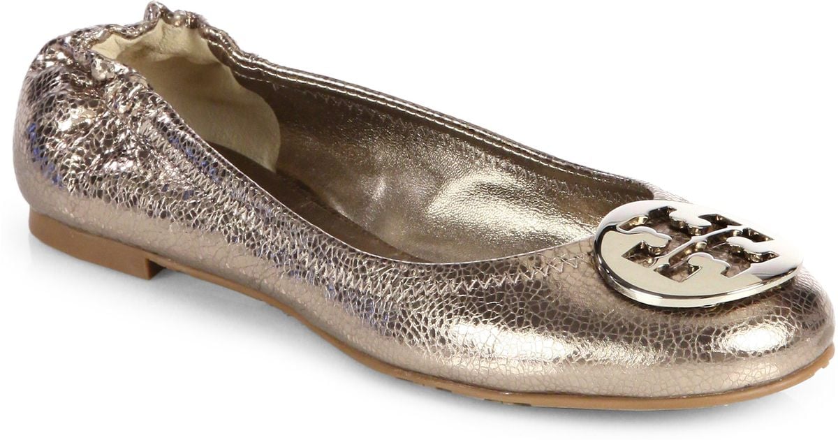 metallic tory burch flats